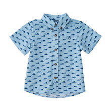 Load image into Gallery viewer, Fish Print on Clear Sky Blue Short Sleeve Fishing Shirt