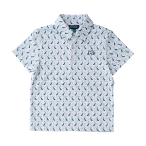 Golf Print on White Short Sleeve Pro Performance Polo