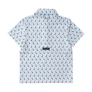 Golf Print on White Short Sleeve Pro Performance Polo