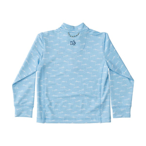 Marlin Print on Clear Sky Blue Pro Performance Quarter Zip Pullover