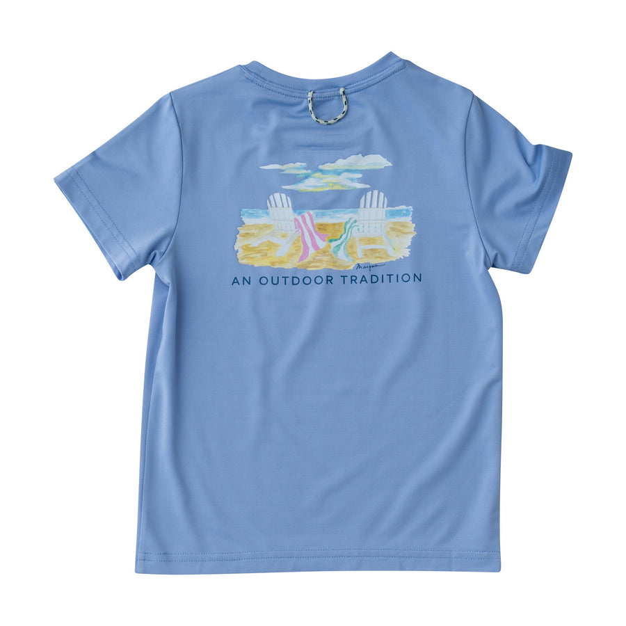 Girls Coastline Blue Life's a Beach Pro Performance Short Sleeve Fishing T-shirt