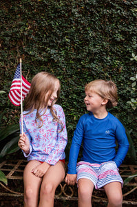 American Stripe Print Boogie Board Swim Trunks