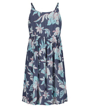 Load image into Gallery viewer, Girls Hibiscus Hype Vintage Indigo Dress