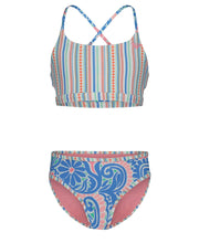 Load image into Gallery viewer, Girls Cascais Reversible  Silver Lake Blue Bikini Set