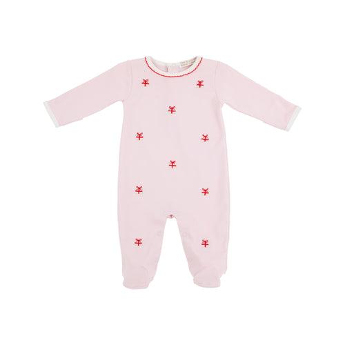 Rock Me Romper Palm Beach Pink with Richmond Red Embroidered Presents