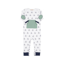 Load image into Gallery viewer, Rowdy Rugby Romper Pony Portrait with Gallatin Green &amp; Nantucket Navy