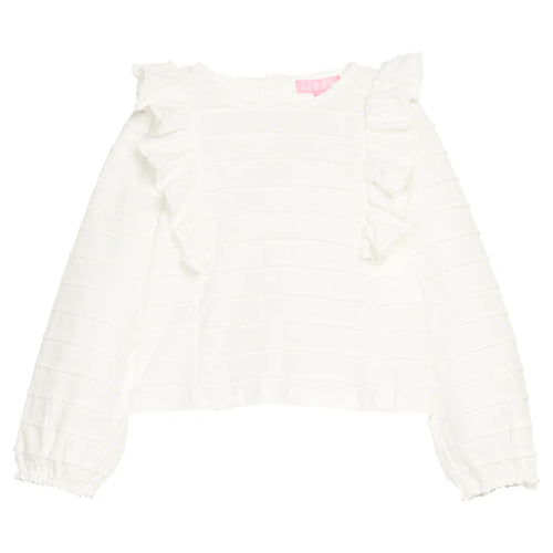 Ruffle Scallop Blouse in White