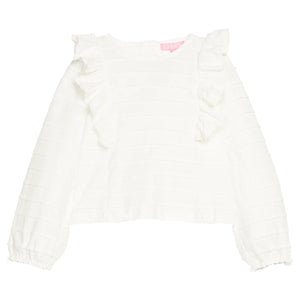 Ruffle Scallop Blouse in White