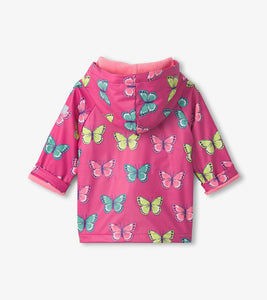 Bold Butterflies Button-Up Rain Jacket