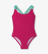 Load image into Gallery viewer, Fuchsia Purple Cross Strap Swimsuit