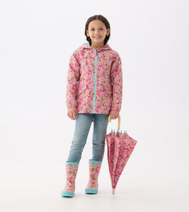 Groovy Flowers Zip-Up Lightweight Rain Jacket