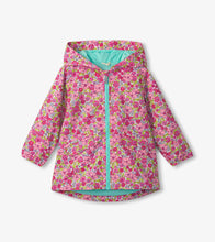 Load image into Gallery viewer, Groovy Flowers Zip-Up Lightweight Rain Jacket