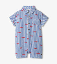 Load image into Gallery viewer, Shark Silhouette Woven Romper