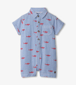 Shark Silhouette Woven Romper