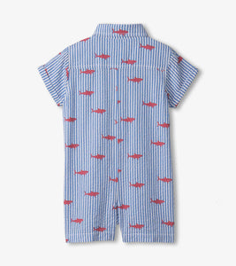 Shark Silhouette Woven Romper