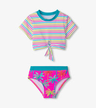 Load image into Gallery viewer, Printed Palms Short Sleeve Tankini Set