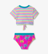 Load image into Gallery viewer, Printed Palms Short Sleeve Tankini Set