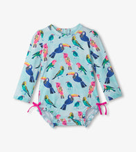 Load image into Gallery viewer, Tropical Birds Rashguard Swimsuit