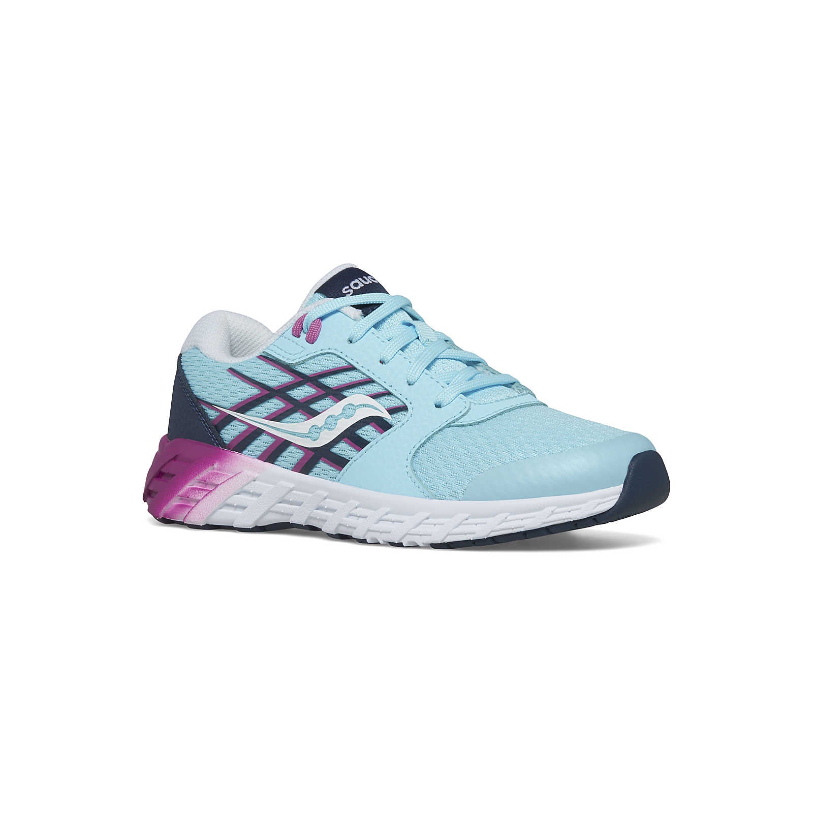 Saucony Big Kid's Wind 2.0 Blue & Pink Lace Sneakers – Ragamuffin  Children's Boutique