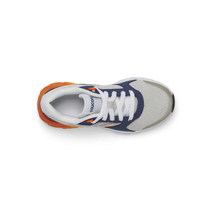 Saucony Big Kid's Wind 2.0 Lace Up Grey Navy & Orange Sneakers