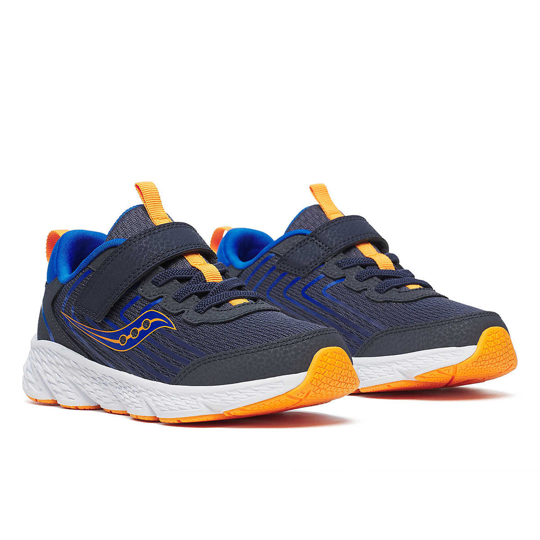 Saucony Big Kid's Wind 3.0 Velcro Navy & Peel Sneakers