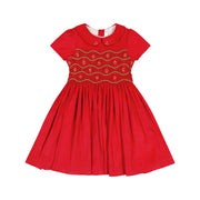 Load image into Gallery viewer, Stella Red Corduroy Short Sleeve Smocked Dress