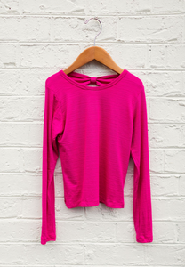 TIA Hot Pink Solid Back Bow Top