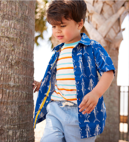 Big Fish Short Sleeved Button Down Shirt Limoges Blue