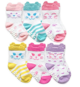 Jefferies Non-Skid Cat Crew Socks 6 Pack