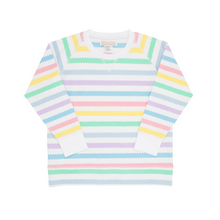 Load image into Gallery viewer, Cassidy Comfy Crewneck Girls French Terry Wellington Wiggle Stripe/Worth Ave White