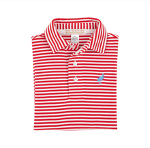 Load image into Gallery viewer, Prim and Proper Polo Short Sleeve Pima Richmond Red Stripe/Barbados Blue