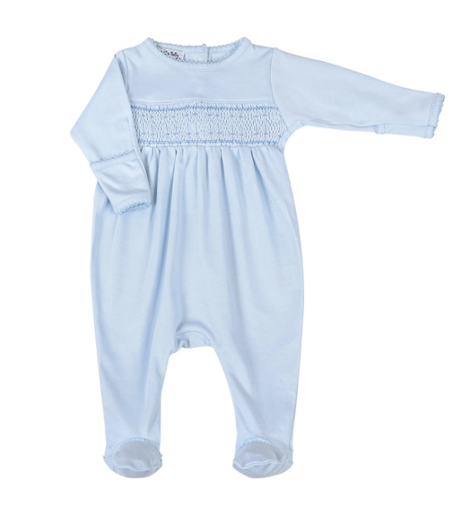 Blue Fall 24 Smocked Girl Footie - Light Blue