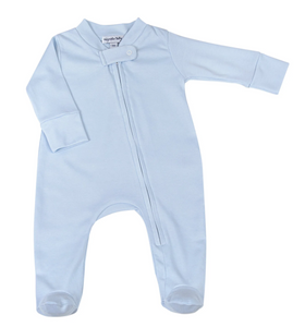 Pink & Blue Fall 24 Zipper Footie - Light Blue