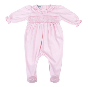 Pink & Blue Fall 24 Smocked Girl Footie - Pink