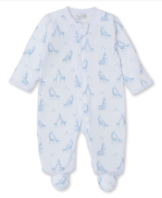 Light Blue Giraffe Glee Zipper Footie