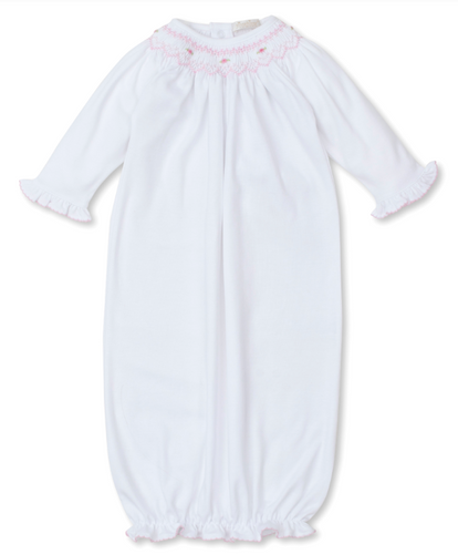 Pink & White CLB Fall 24 Hand Smocked Sack Gown