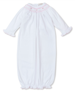 Pink & White CLB Fall 24 Hand Smocked Sack Gown