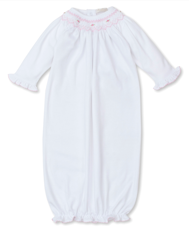 Pink & White CLB Fall 24 Hand Smocked Sack Gown