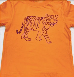 Short Sleeve Orange/Purple Standing Tiger T-Shirt