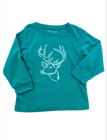 Long Sleeve Green Deer T-Shirt