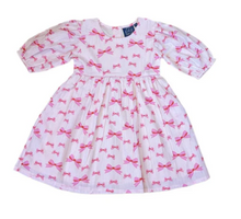 Load image into Gallery viewer, Pink Bows Puff Sleeves Dress