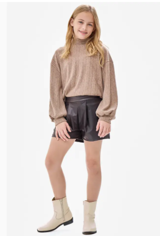 Faux Leather Pleated Shorts