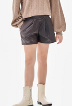 Load image into Gallery viewer, Faux Leather Pleated Shorts