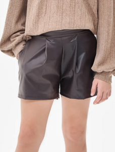 Faux Leather Pleated Shorts