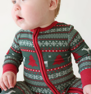 Holiday Fair Isle Footie Zippered One Piece