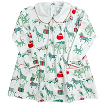 Load image into Gallery viewer, Twirling Pocket Dress - Christmas Safari