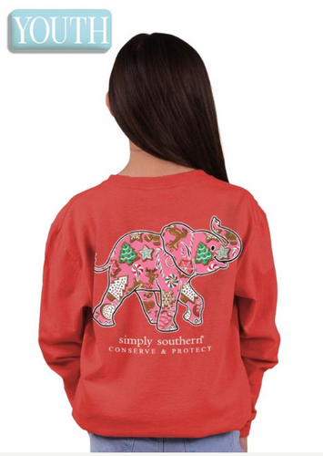 Long Sleeve Red T-Shirt with Cookie Elephant