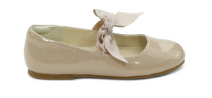 L'Amour Amelia Bow Flat Patent Taupe