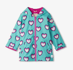 Hearts Colour Changing Zip Up Rain Jacket