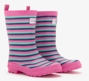 Rose Violet Stripes Matte  Rain Boots